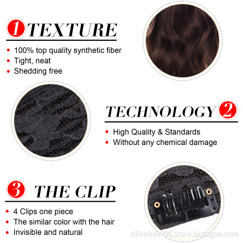 Silike 190g Wavy Clip in One Piece Hair Extensions 24 inch 19 Colors Available Synthetic Heat Resistant Fiber Hair Extension